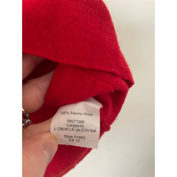 J.Crew Merino Wool Turtle Neck Roll Neck Red Sweater Holidays Christmas Modest M - Picture 5 of 10